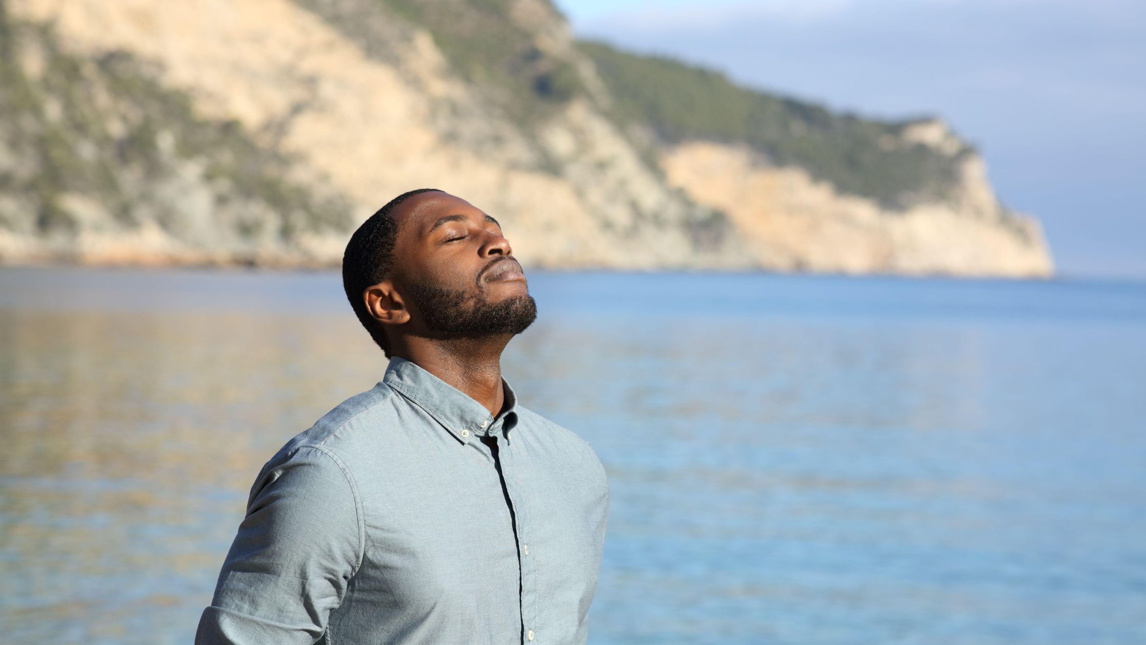 Deep Breathing Anxiety Relief Man