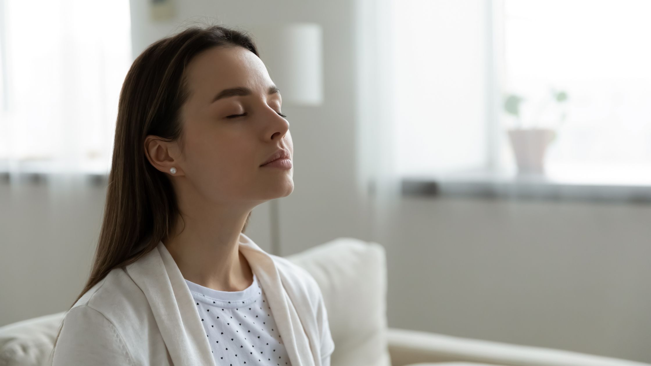 Breathing Technique Stress Relief Woman